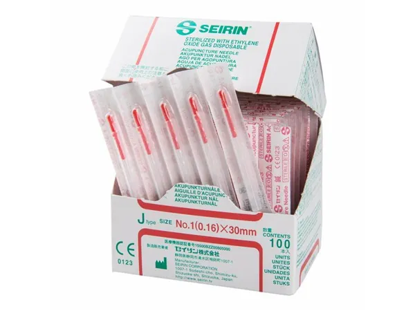Jehly Seirin typ J s plastikovým držátkem, aplikační trubičkou, červené 0,16 x 40 mm