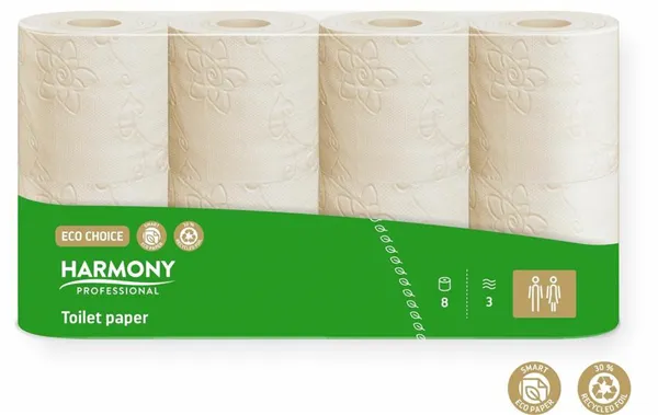 3056 ECO CHOICE konvenční toaletní papír 3-vrstvý recykl hnědý 29,4 m 8 rolí
